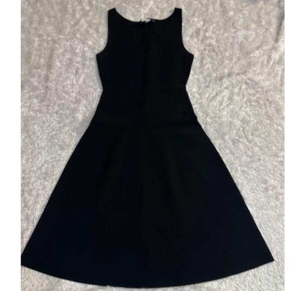 Gorgeous Theory S Stretch Bandage Knit Midi Dress Vneck Black Cocktail ALine - Picture 3 of 10